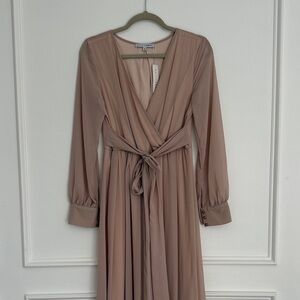 Baltic Born Blush Long Sleeve Wrap Dress with Tie Waist